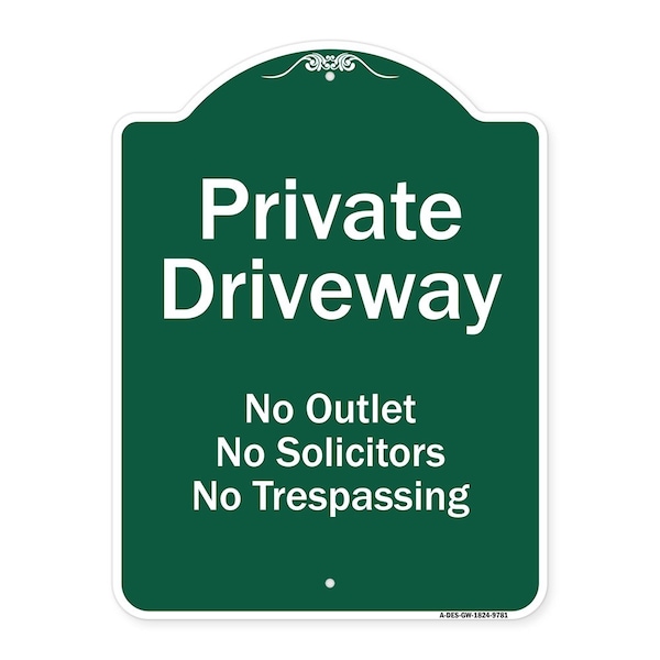 Signmission Private Driveway No Outlet Solicitors Or Trespassing Heavy-Gauge Aluminum Sign, 24" H, GW-1824-9781 A-DES-GW-1824-9781 - main